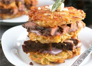 Russet Potato Recipe - Steak Potato Pancake Stack