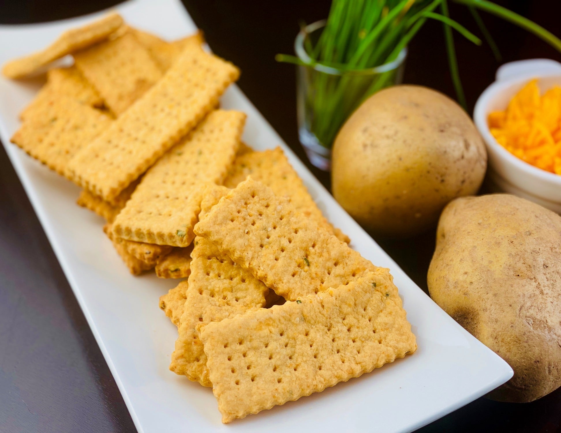 Cheddar, Chive, Potato Crackers Cracker Recipe Potato Recipes