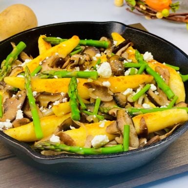 German Style Potato Noodles with Asparagus and Mushrooms Recipe